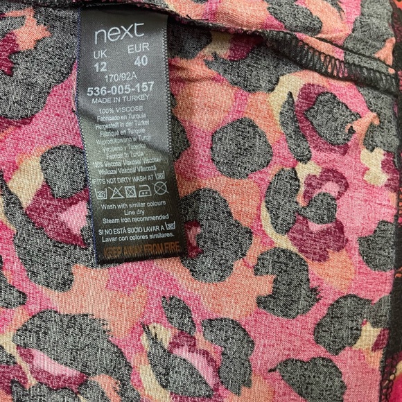 Multicolour animal print hi neck pink top by NEXT in size 12 viscose material - Picture 6 of 6
